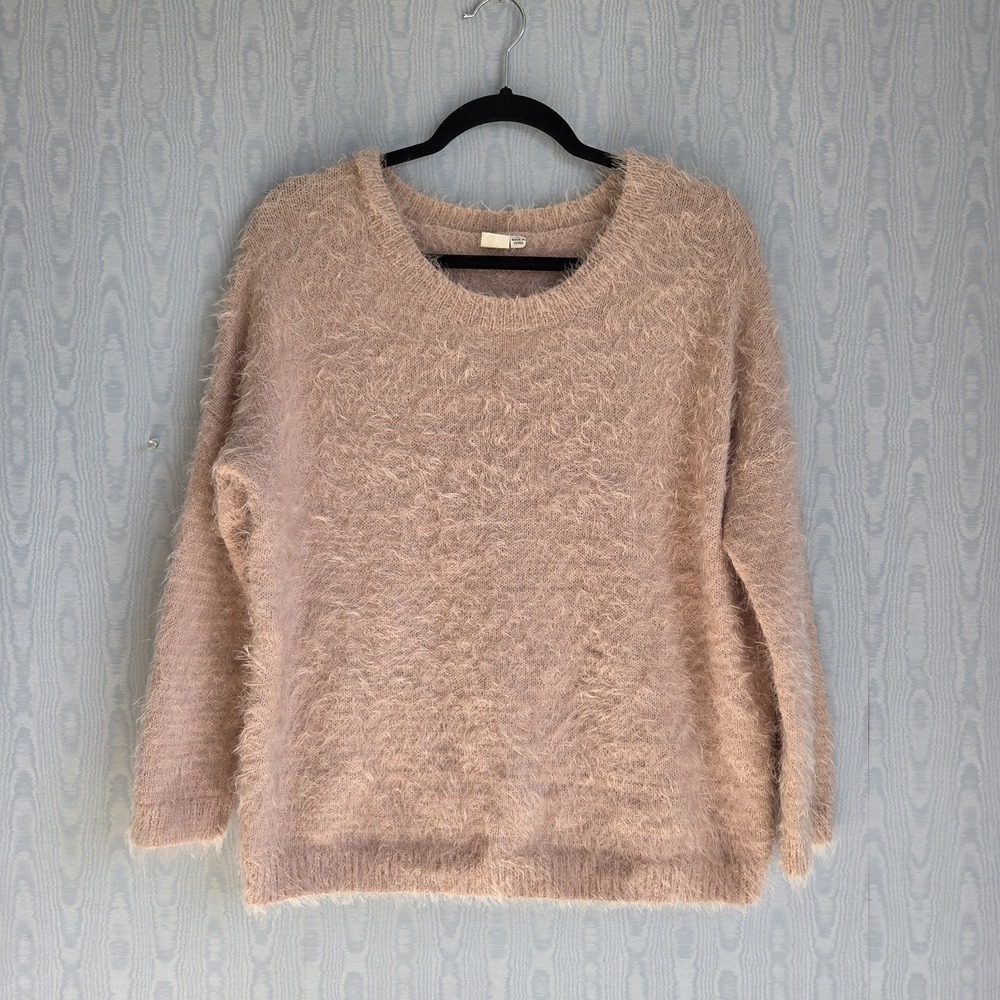 IJOAH Womens M Mohair Blend Sweater Crew Neck Pink Pastel Cozy Soft‎ Girl Hygge